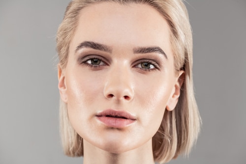 Looking,Natural.,Beautiful,Short-haired,Blonde,Woman,With,Great,Skin,Condition