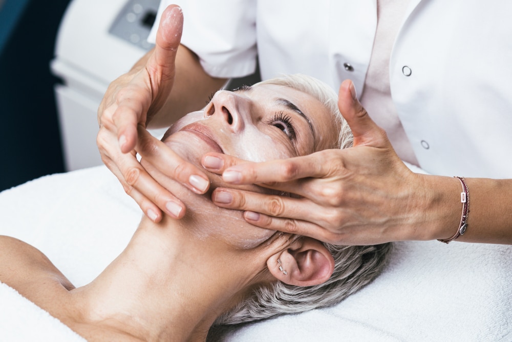 A woman getting a chemical peel in Allen, TX